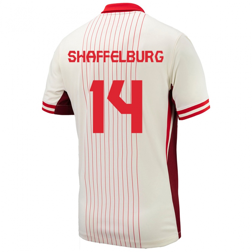 Mænd Canada Jacob Shaffelburg #14 Hvid Udebane Spillertrøjer 24-26 Trøje T-Shirt