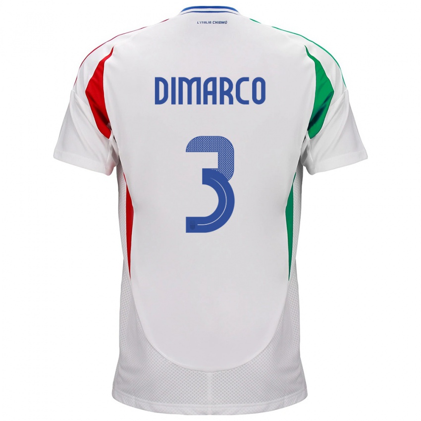 Mænd Italien Federico Dimarco #3 Hvid Udebane Spillertrøjer 24-26 Trøje T-Shirt