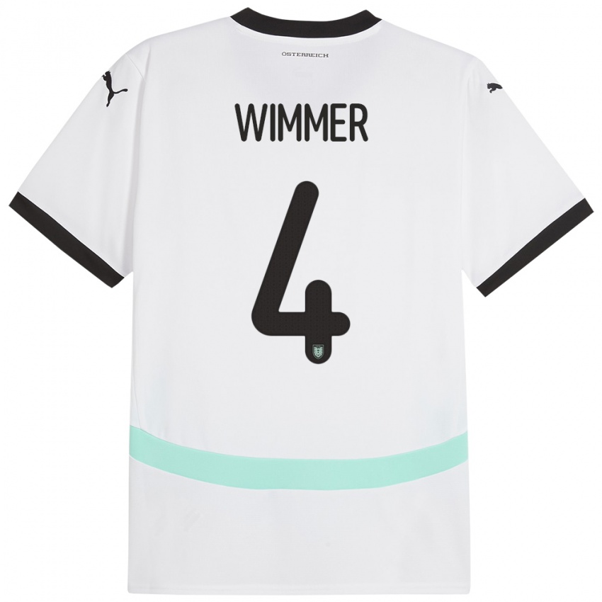 Mænd Østrig Patrick Wimmer #4 Hvid Udebane Spillertrøjer 24-26 Trøje T-Shirt