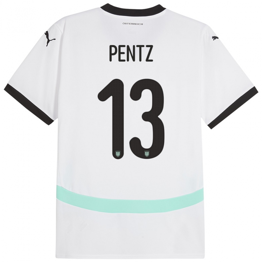 Mænd Østrig Patrick Pentz #13 Hvid Udebane Spillertrøjer 24-26 Trøje T-Shirt