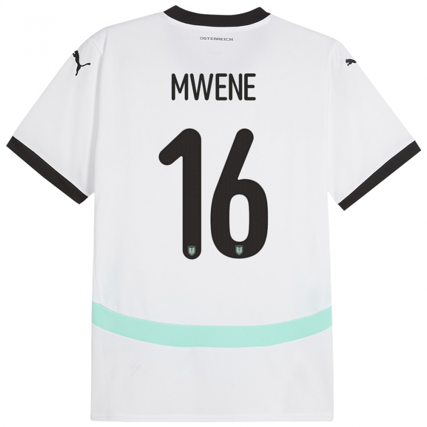 Mænd Østrig Phillipp Mwene #16 Hvid Udebane Spillertrøjer 24-26 Trøje T-Shirt