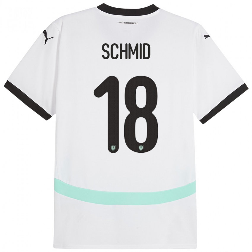 Mænd Østrig Romano Schmid #18 Hvid Udebane Spillertrøjer 24-26 Trøje T-Shirt