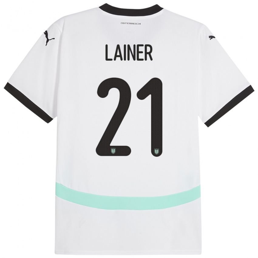 Mænd Østrig Stefan Lainer #21 Hvid Udebane Spillertrøjer 24-26 Trøje T-Shirt