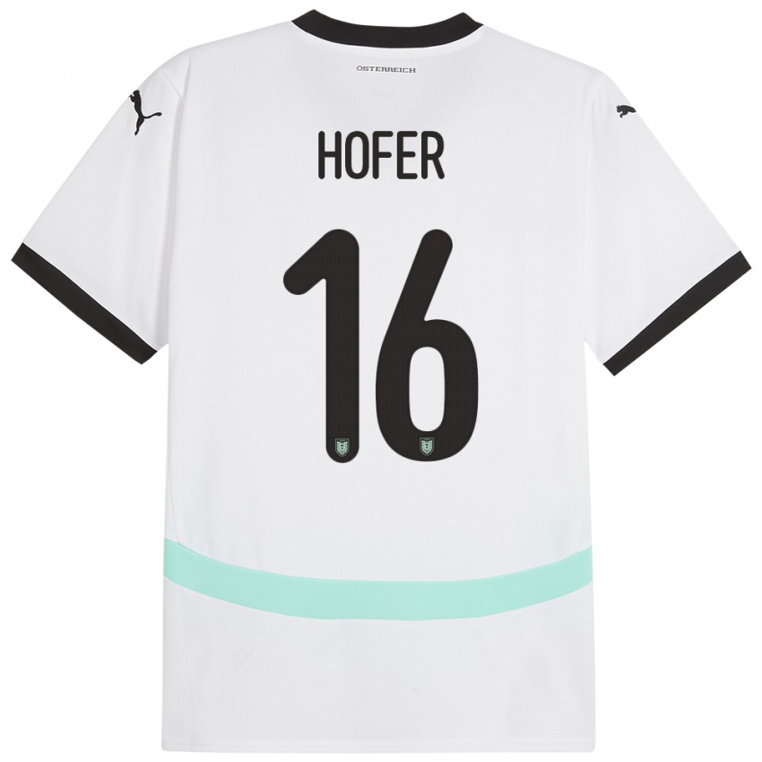 Mænd Østrig Raphael Hofer #16 Hvid Udebane Spillertrøjer 24-26 Trøje T-Shirt