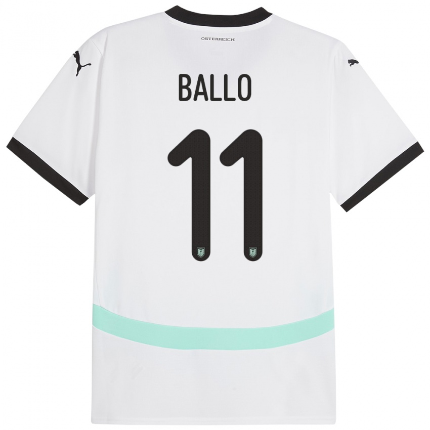 Mænd Østrig Thierno Ballo #11 Hvid Udebane Spillertrøjer 24-26 Trøje T-Shirt