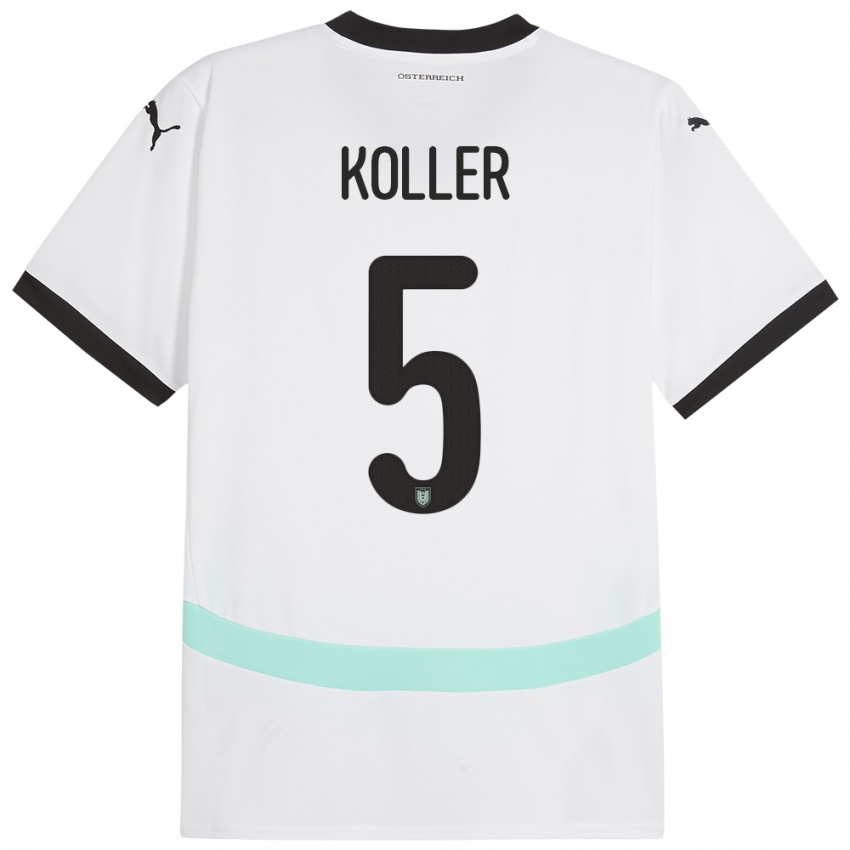 Mænd Østrig Paul Koller #5 Hvid Udebane Spillertrøjer 24-26 Trøje T-Shirt