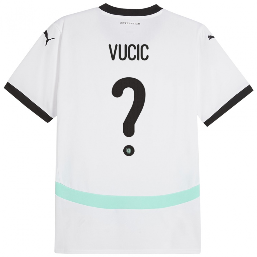 Mænd Østrig Romeo Vucic #0 Hvid Udebane Spillertrøjer 24-26 Trøje T-Shirt