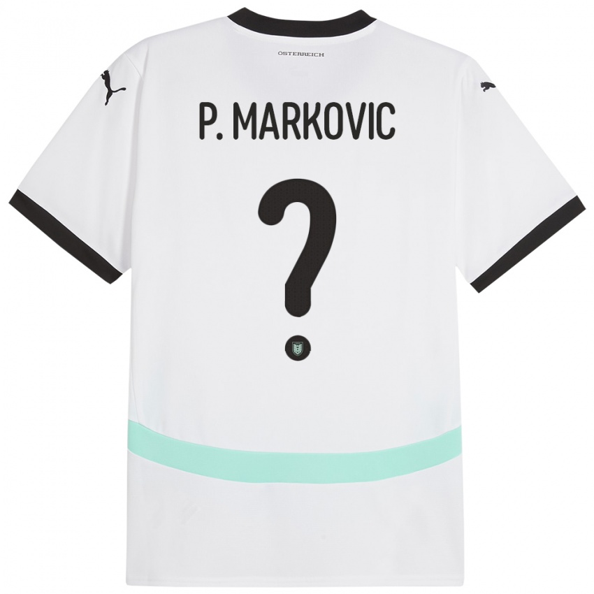 Mænd Østrig Petar Markovic #0 Hvid Udebane Spillertrøjer 24-26 Trøje T-Shirt