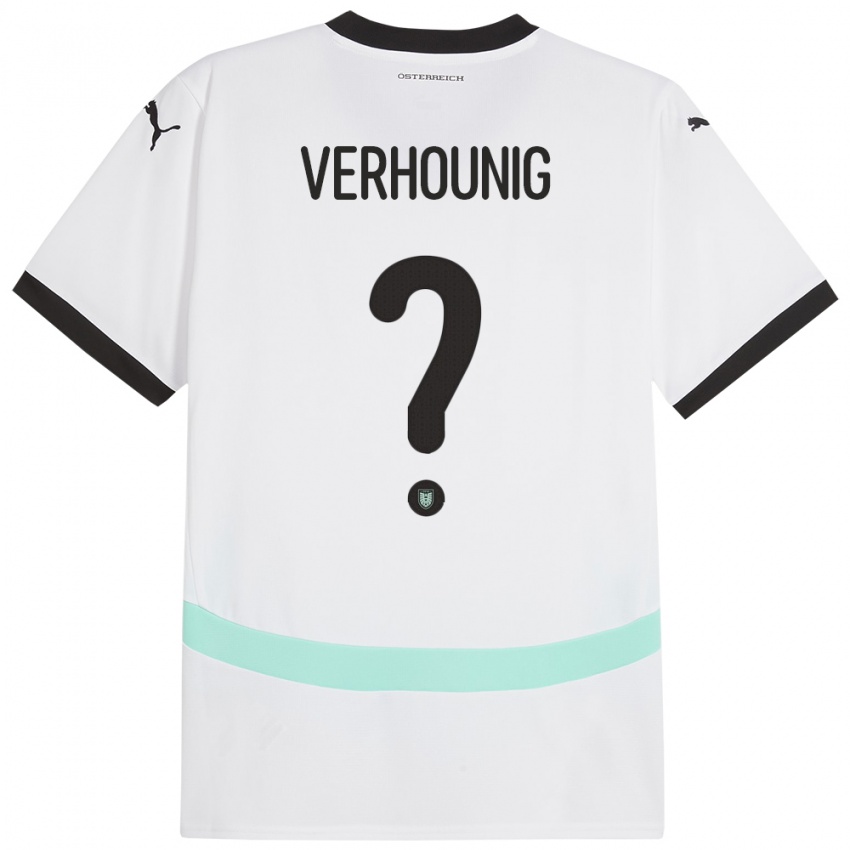Mænd Østrig Phillip Verhounig #0 Hvid Udebane Spillertrøjer 24-26 Trøje T-Shirt