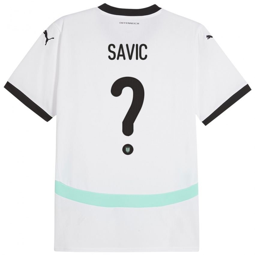 Mænd Østrig Sergej Savic #0 Hvid Udebane Spillertrøjer 24-26 Trøje T-Shirt