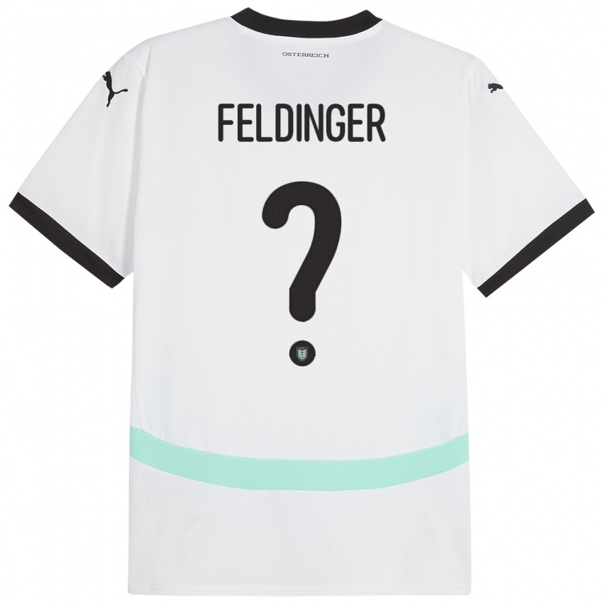 Mænd Østrig Rafael Feldinger #0 Hvid Udebane Spillertrøjer 24-26 Trøje T-Shirt