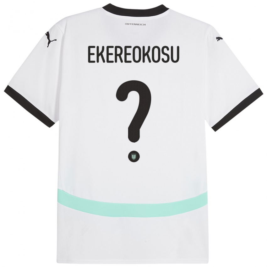 Mænd Østrig Tare Ekereokosu #0 Hvid Udebane Spillertrøjer 24-26 Trøje T-Shirt
