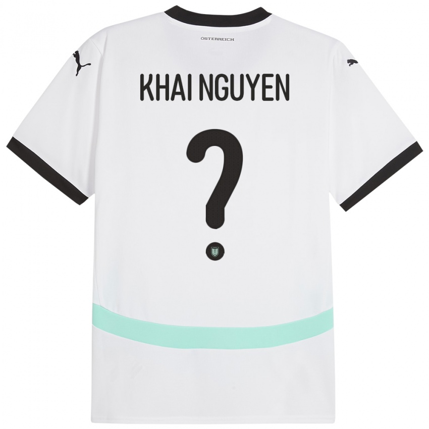 Mænd Østrig Quoc Khai Nguyen #0 Hvid Udebane Spillertrøjer 24-26 Trøje T-Shirt