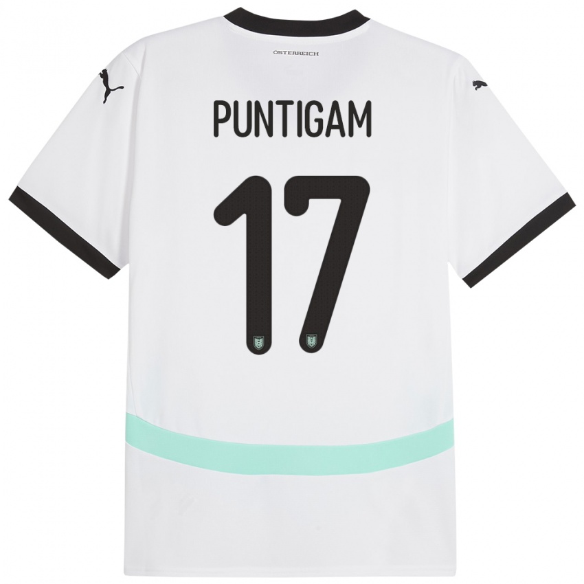 Mænd Østrig Sarah Puntigam #17 Hvid Udebane Spillertrøjer 24-26 Trøje T-Shirt
