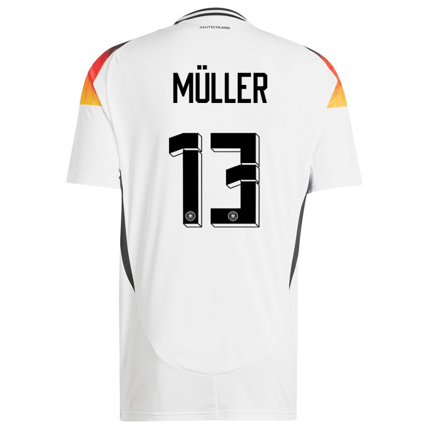 Kvinder Tyskland Thomas Muller #13 Hvid Hjemmebane Spillertrøjer 24-26 Trøje T-Shirt