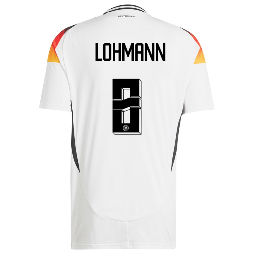 Kvinder Tyskland Sydney Lohmann #8 Hvid Hjemmebane Spillertrøjer 24-26 Trøje T-Shirt