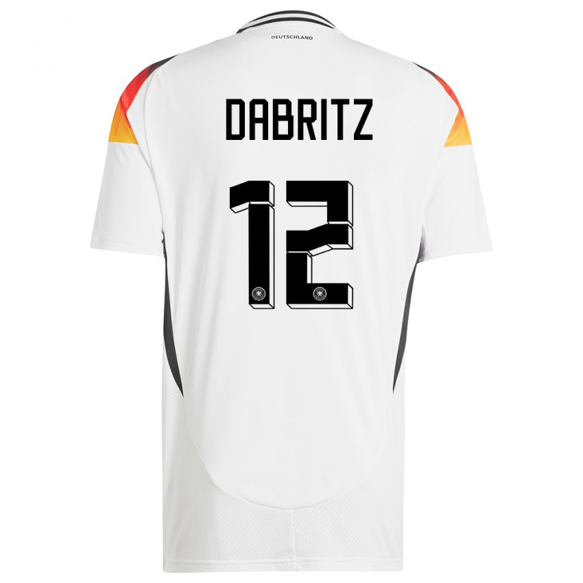 Kvinder Tyskland Sara Dabritz #12 Hvid Hjemmebane Spillertrøjer 24-26 Trøje T-Shirt