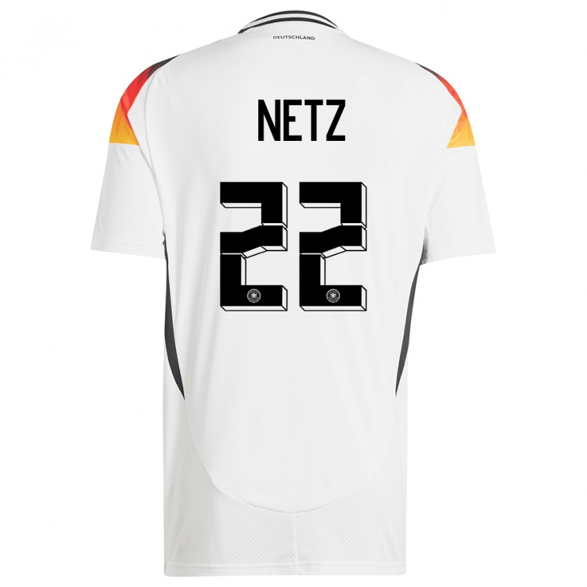 Kvinder Tyskland Luca Netz #22 Hvid Hjemmebane Spillertrøjer 24-26 Trøje T-Shirt