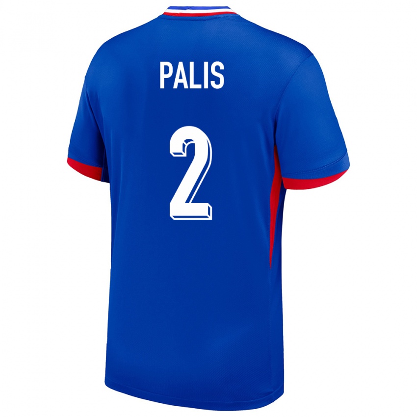 Kvinder Frankrig Ella Palis #2 Blå Hjemmebane Spillertrøjer 24-26 Trøje T-Shirt