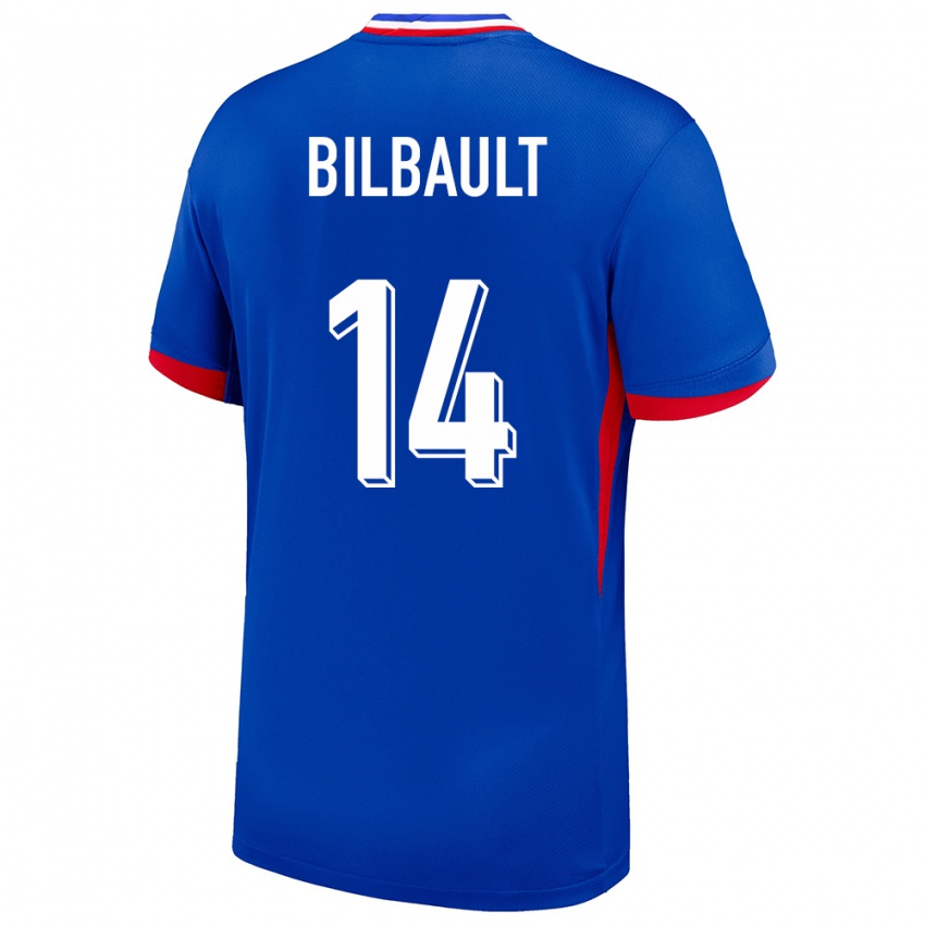 Kvinder Frankrig Charlotte Bilbault #14 Blå Hjemmebane Spillertrøjer 24-26 Trøje T-Shirt