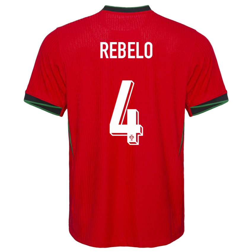 Kvinder Portugal Silvia Rebelo #4 Rød Hjemmebane Spillertrøjer 24-26 Trøje T-Shirt