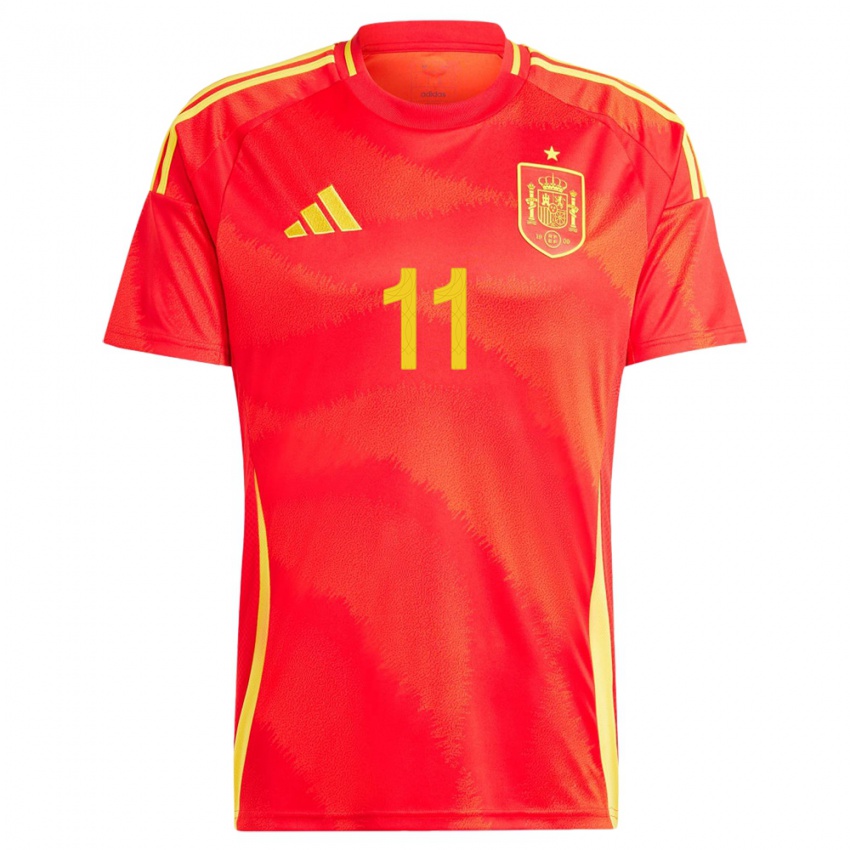 Kvinder Spanien Ilias Akomach #11 Rød Hjemmebane Spillertrøjer 24-26 Trøje T-Shirt