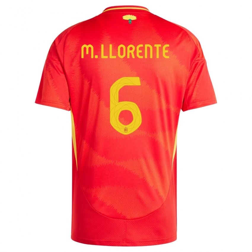 Kvinder Spanien Marcos Llorente #6 Rød Hjemmebane Spillertrøjer 24-26 Trøje T-Shirt