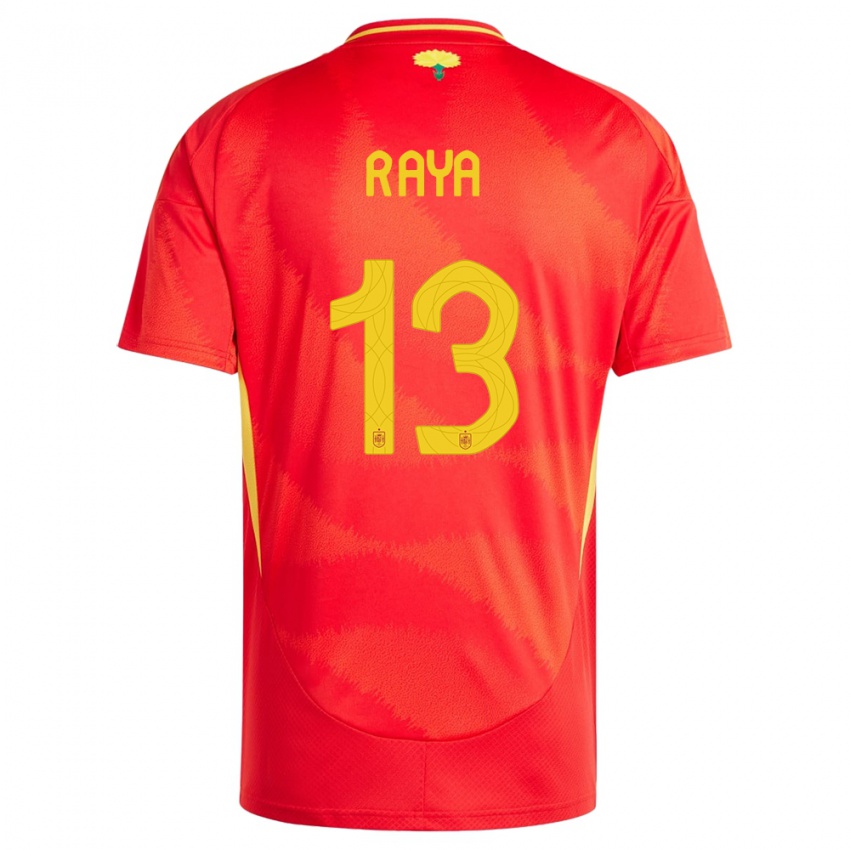 Kvinder Spanien David Raya #13 Rød Hjemmebane Spillertrøjer 24-26 Trøje T-Shirt