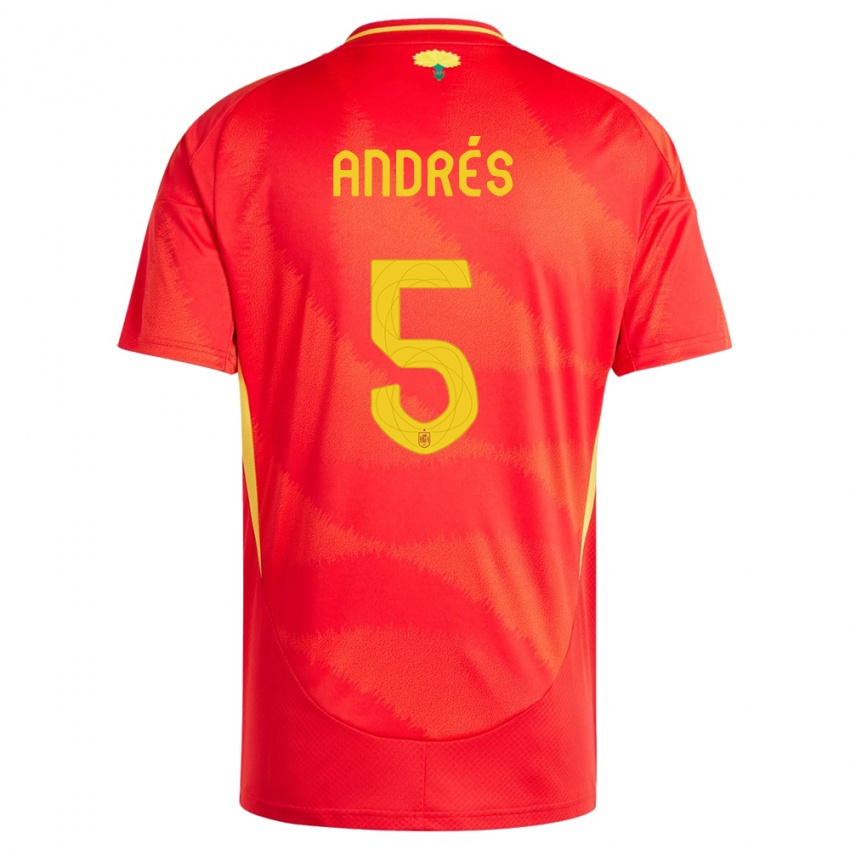 Kvinder Spanien Ivana Andres #5 Rød Hjemmebane Spillertrøjer 24-26 Trøje T-Shirt