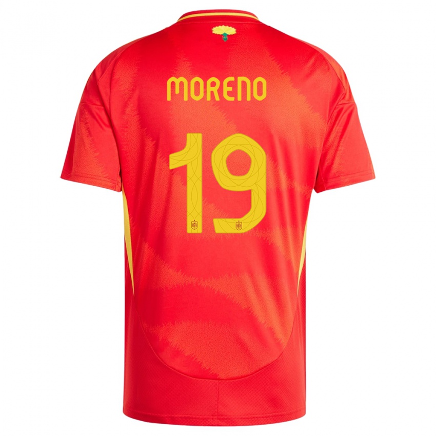 Kvinder Spanien Victor Moreno #19 Rød Hjemmebane Spillertrøjer 24-26 Trøje T-Shirt