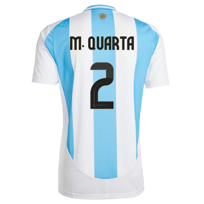 Kvinder Argentina Lucas Martinez Quarta #2 Hvid Blå Hjemmebane Spillertrøjer 24-26 Trøje T-Shirt