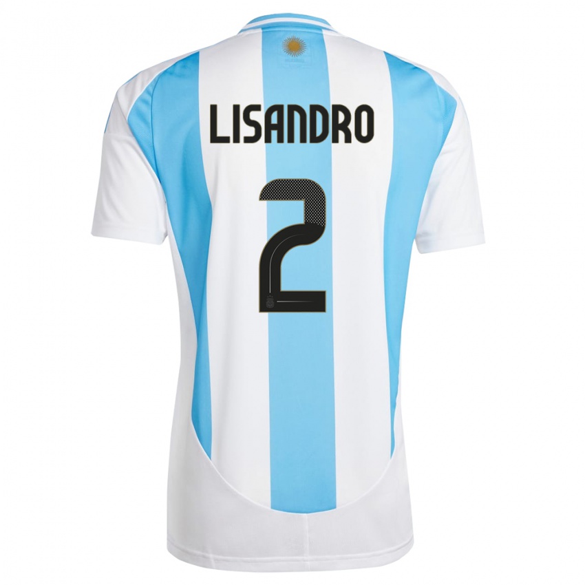 Kvinder Argentina Lisandro Martinez #2 Hvid Blå Hjemmebane Spillertrøjer 24-26 Trøje T-Shirt