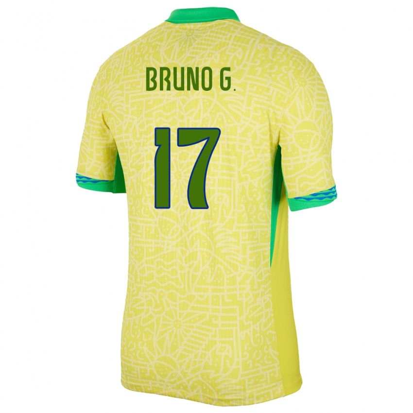 Kvinder Brasilien Bruno Guimaraes #17 Gul Hjemmebane Spillertrøjer 24-26 Trøje T-Shirt