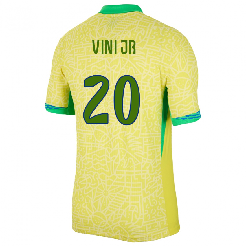 Kvinder Brasilien Vinicius Junior #20 Gul Hjemmebane Spillertrøjer 24-26 Trøje T-Shirt