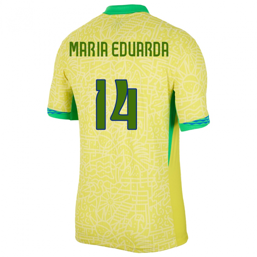 Kvinder Brasilien Maria Eduarda #14 Gul Hjemmebane Spillertrøjer 24-26 Trøje T-Shirt