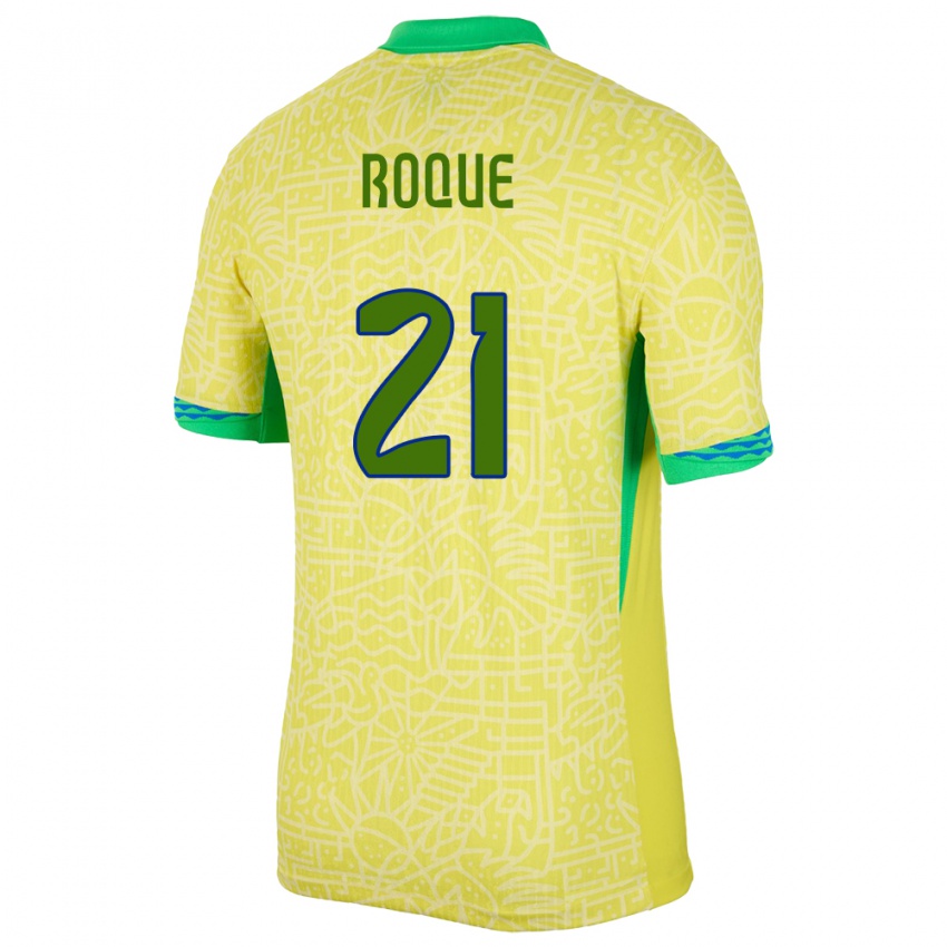 Kvinder Brasilien Vitor Roque #21 Gul Hjemmebane Spillertrøjer 24-26 Trøje T-Shirt