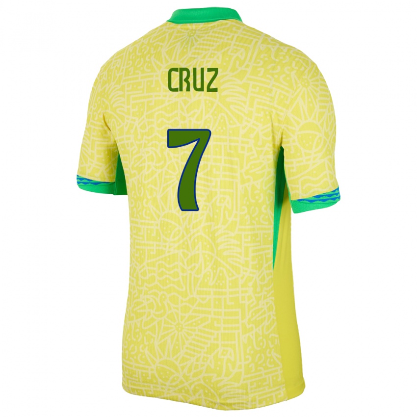 Kvinder Brasilien Joao Cruz #7 Gul Hjemmebane Spillertrøjer 24-26 Trøje T-Shirt