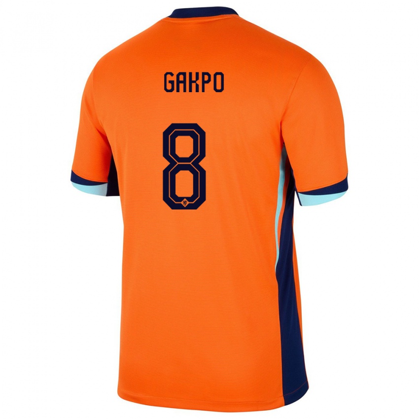 Kvinder Holland Cody Gakpo #8 Orange Hjemmebane Spillertrøjer 24-26 Trøje T-Shirt