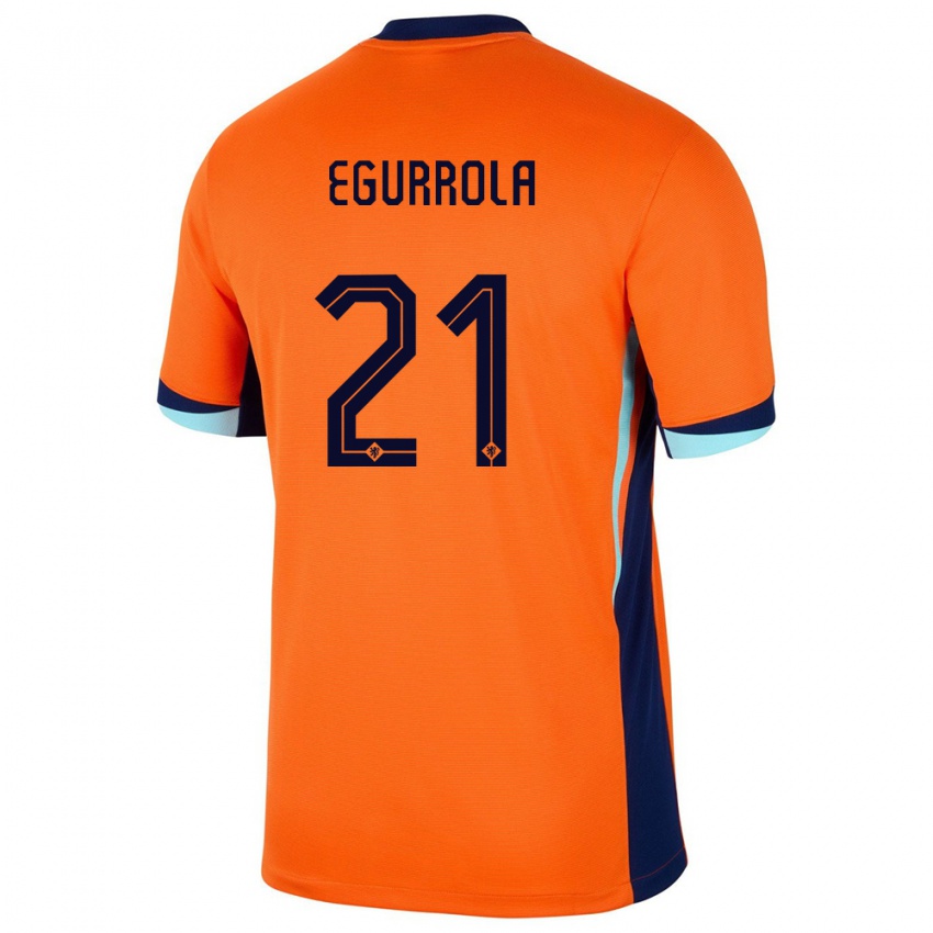 Kvinder Holland Damaris Egurrola #21 Orange Hjemmebane Spillertrøjer 24-26 Trøje T-Shirt