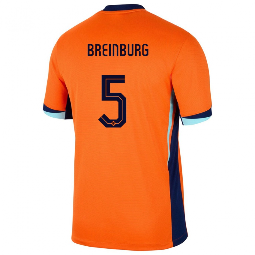 Kvinder Holland Rainey Breinburg #5 Orange Hjemmebane Spillertrøjer 24-26 Trøje T-Shirt