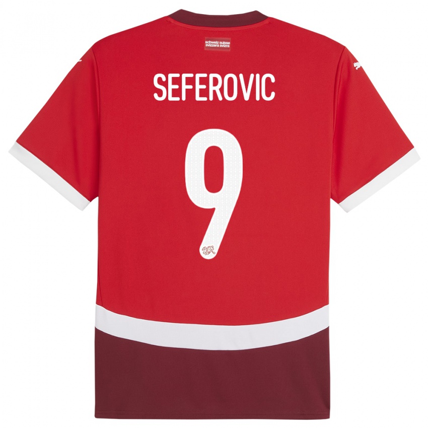 Kvinder Schweiz Haris Seferovic #9 Rød Hjemmebane Spillertrøjer 24-26 Trøje T-Shirt