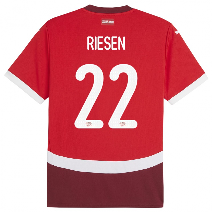 Kvinder Schweiz Nadine Riesen #22 Rød Hjemmebane Spillertrøjer 24-26 Trøje T-Shirt