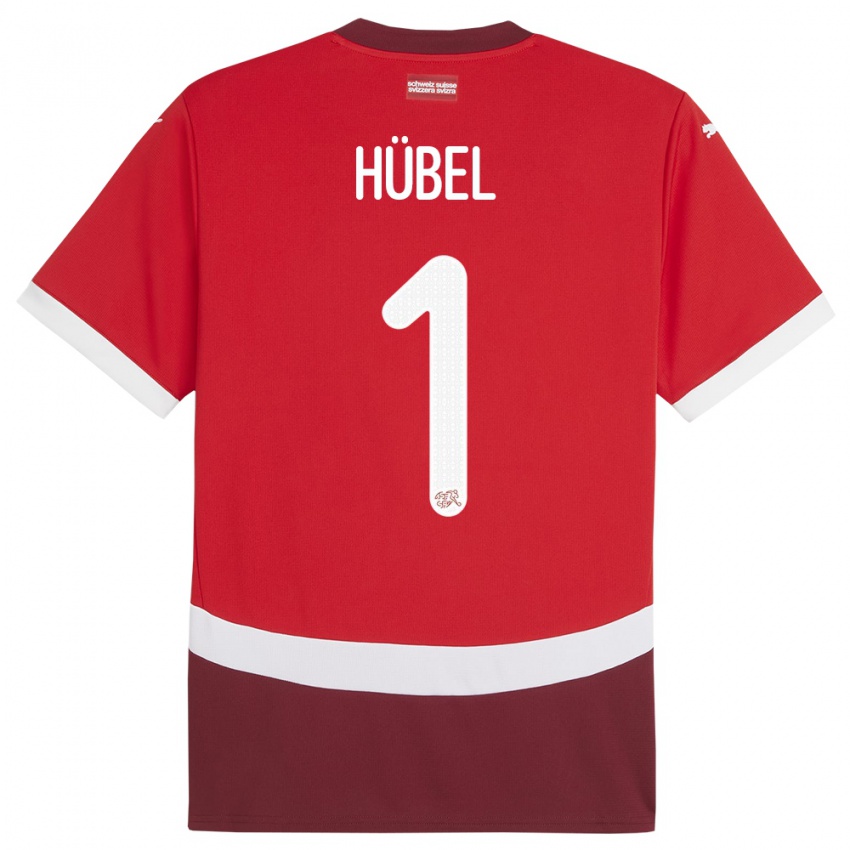 Kvinder Schweiz Marvin Hubel #1 Rød Hjemmebane Spillertrøjer 24-26 Trøje T-Shirt