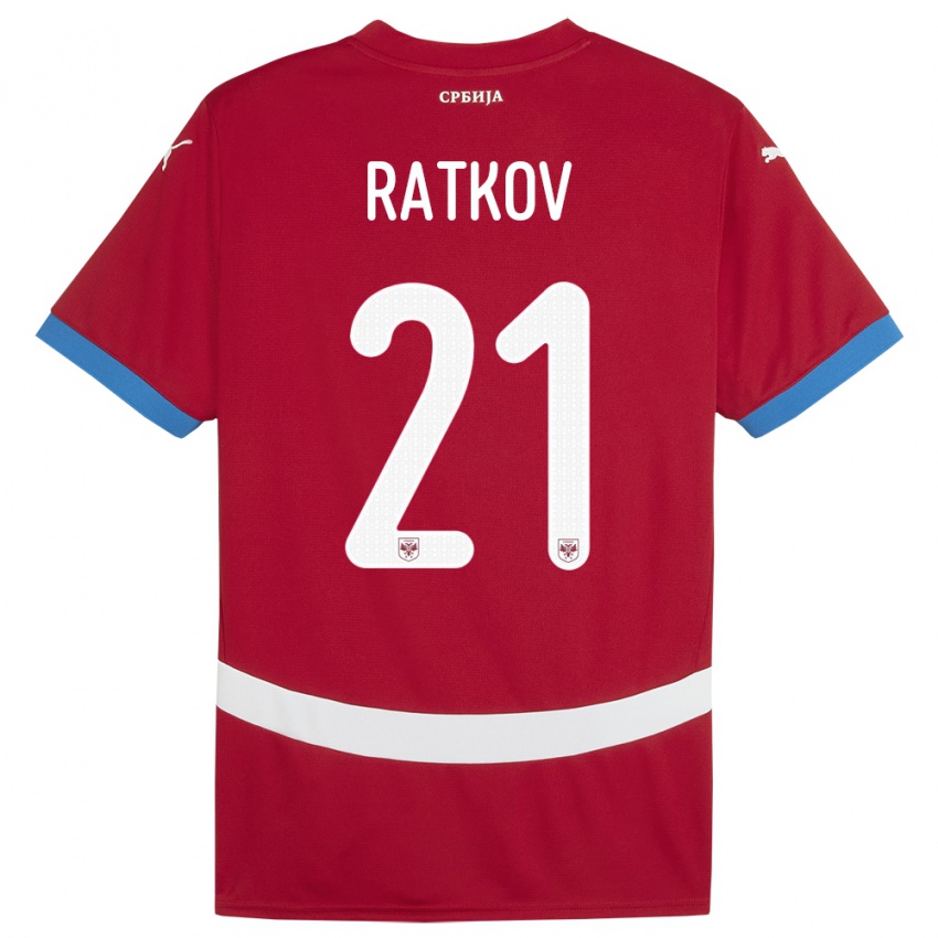 Kvinder Serbien Petar Ratkov #21 Rød Hjemmebane Spillertrøjer 24-26 Trøje T-Shirt