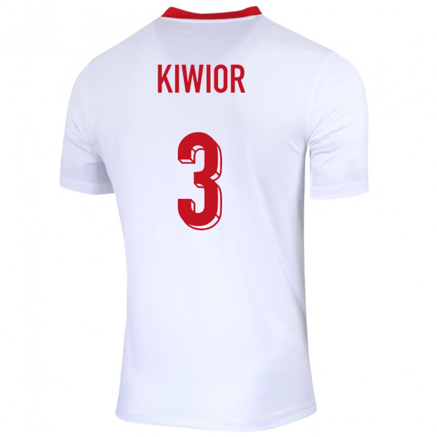 Kvinder Polen Jakub Kiwior #3 Hvid Hjemmebane Spillertrøjer 24-26 Trøje T-Shirt