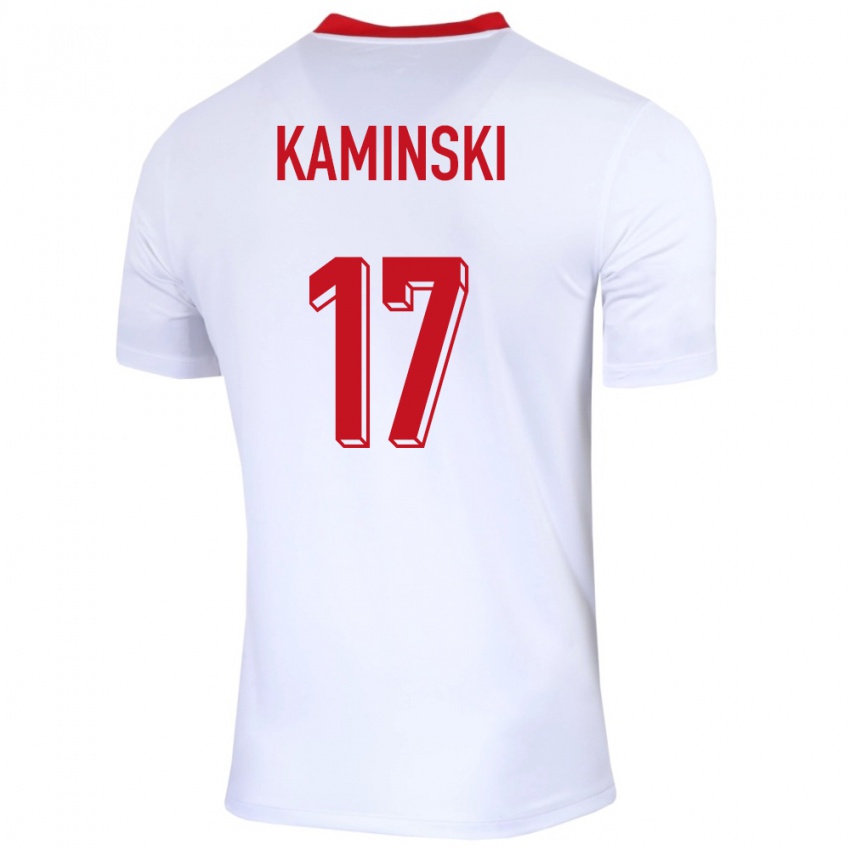 Kvinder Polen Jakub Kaminski #17 Hvid Hjemmebane Spillertrøjer 24-26 Trøje T-Shirt