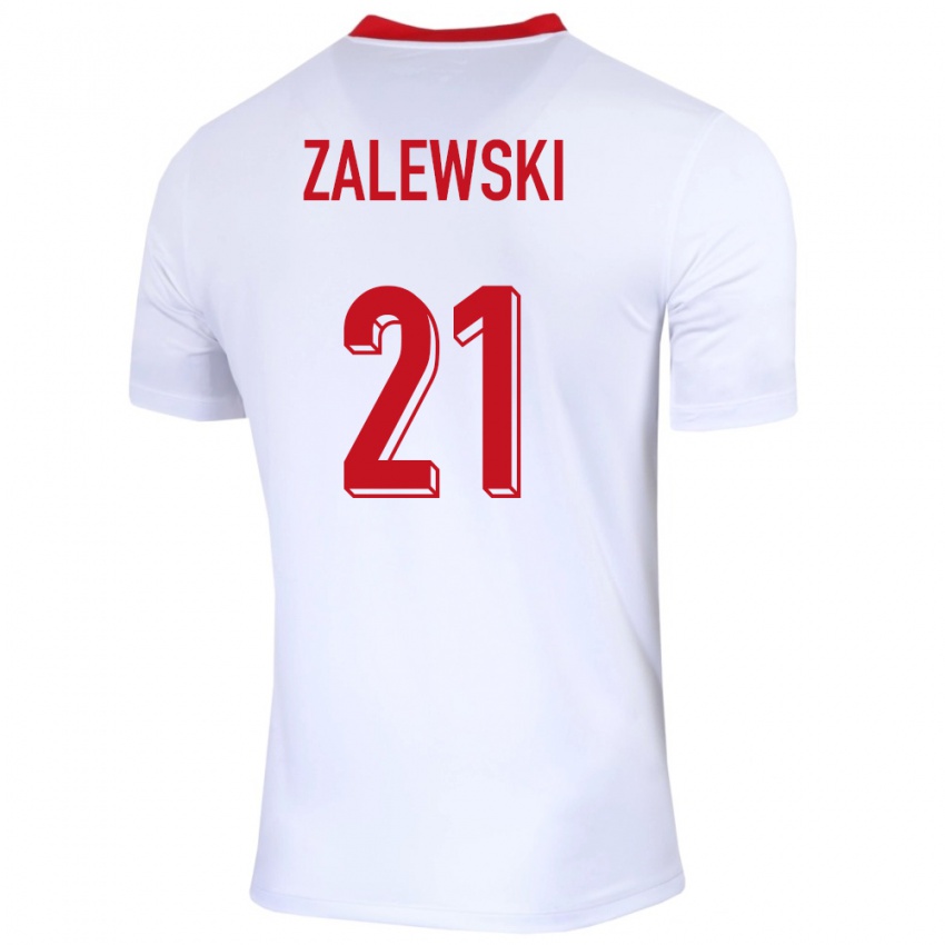 Kvinder Polen Nicola Zalewski #21 Hvid Hjemmebane Spillertrøjer 24-26 Trøje T-Shirt
