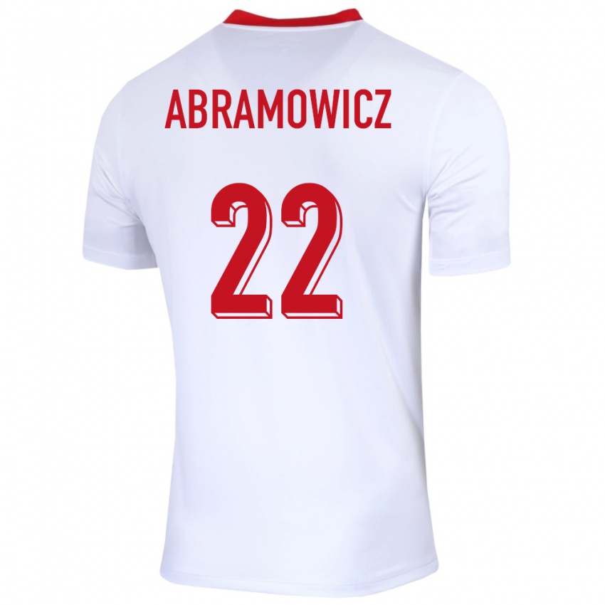 Kvinder Polen Slawomir Abramowicz #22 Hvid Hjemmebane Spillertrøjer 24-26 Trøje T-Shirt