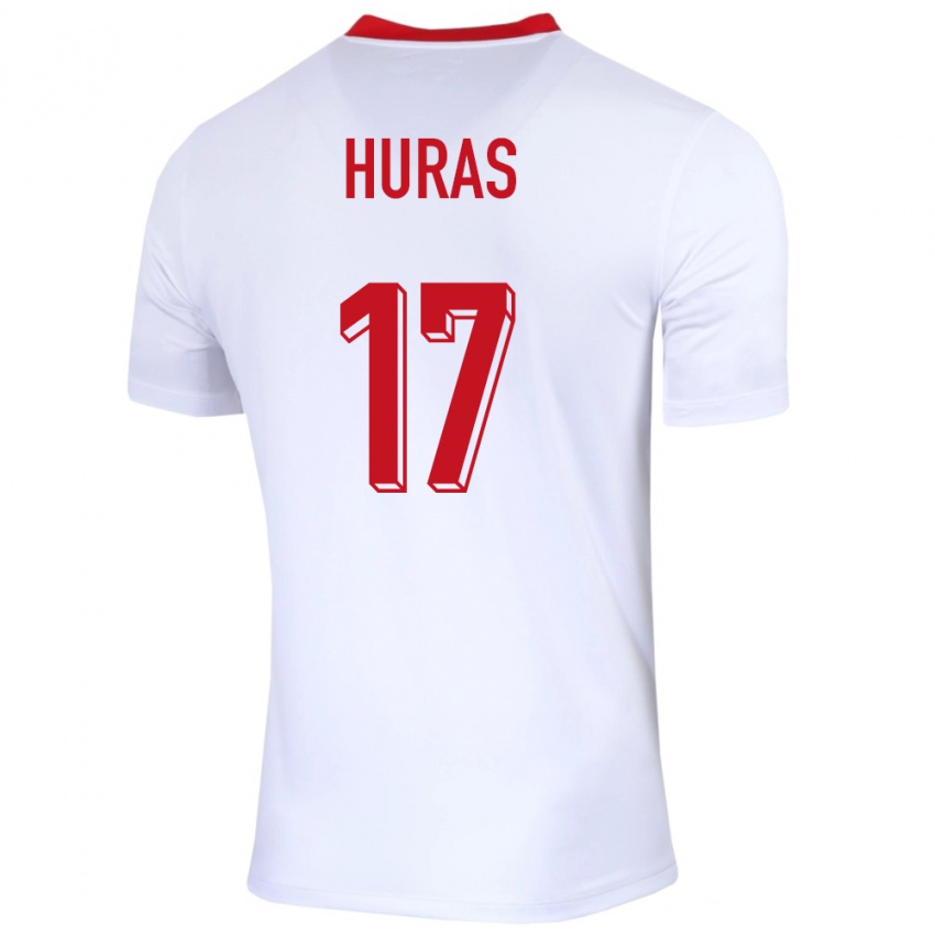 Kvinder Polen Mike Huras #17 Hvid Hjemmebane Spillertrøjer 24-26 Trøje T-Shirt