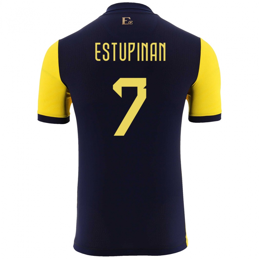 Kvinder Ecuador Pervis Estupinan #7 Gul Hjemmebane Spillertrøjer 24-26 Trøje T-Shirt